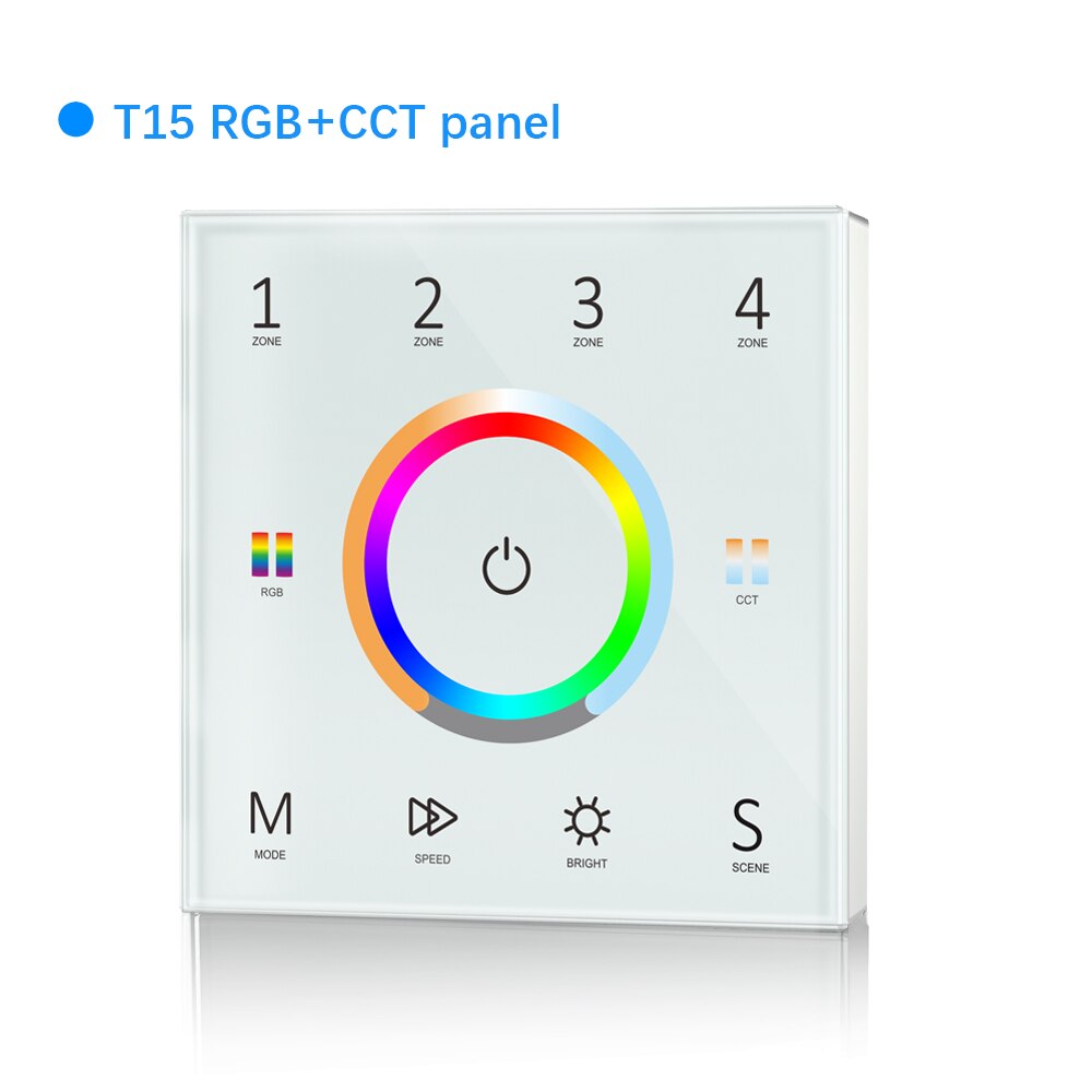 LED RGBCCT Strip Controller Wall Mount Touch Panel DMX master &amp;2.4GHz RF wireless 100V-240V 4 Zone RGBCCT led Controller: T15 White Only