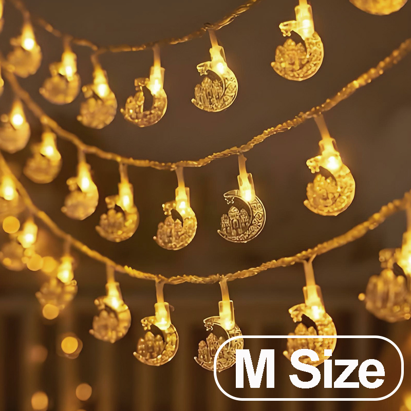 1-10M Led Lichterketten mond stern lampe Eid Mond Stern dekoration Hängen String licht leuchtende Sterne Mond ramadan hause dekoration: Blau / N
