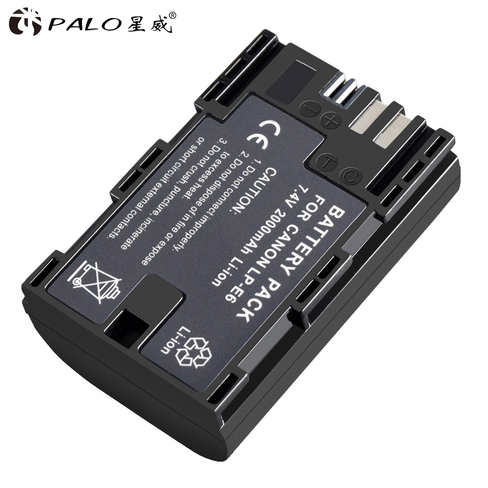 PALO LPE6 LP-E6 E6N LP E6 Camera Battery +LCD Dual Charger For Canon EOS 5DS R 5D Mark II 5D Mark III 6D 7D 70D 80D XC10 Camera: 1pc battery