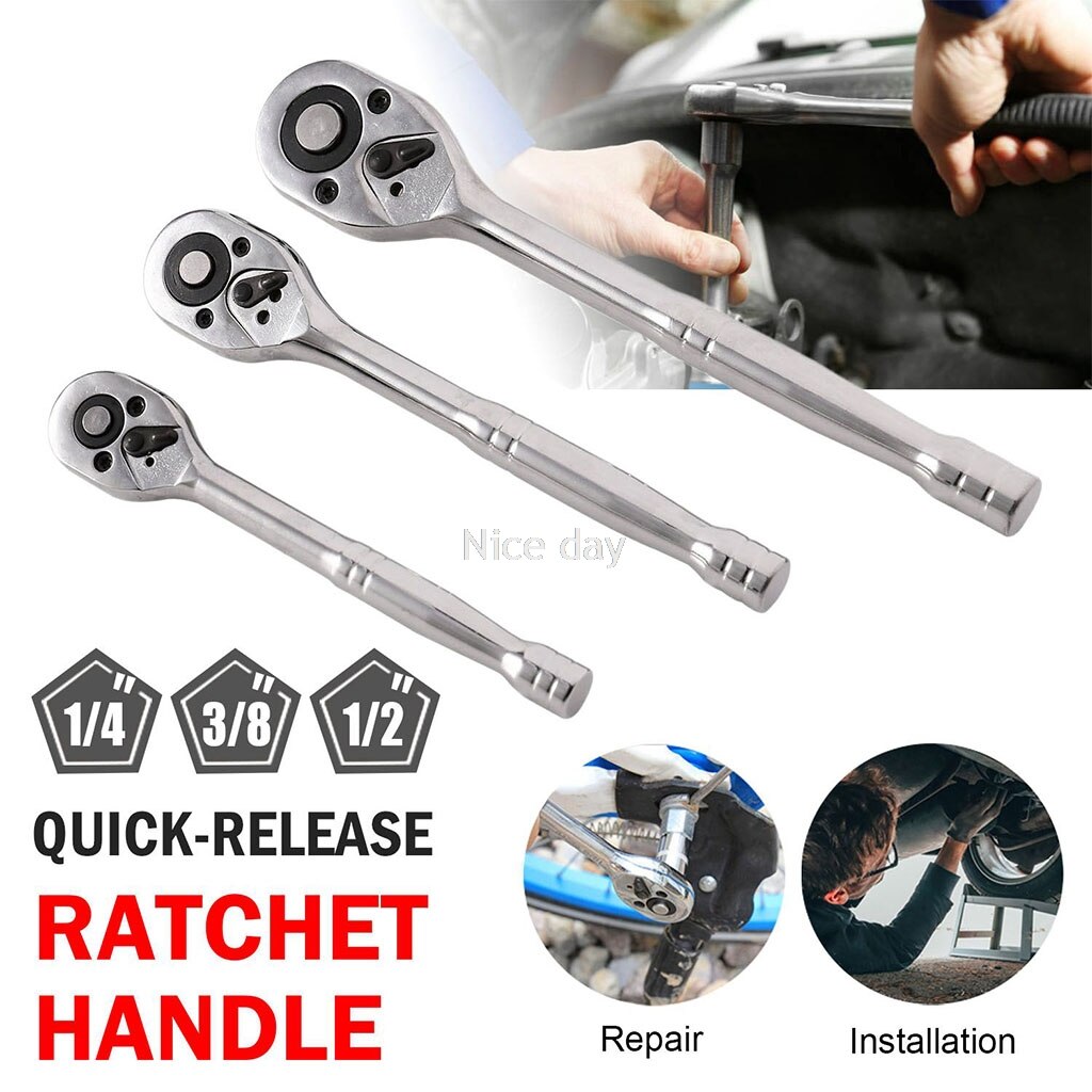 1PC HEAVY DUTY QUICK RELEASE RATCHET HANDLE SET 1/4" 3/8" 1/2" DR CARBON STEEL Ratchet Handle Mr13 20