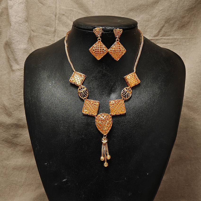 African Nigerian Ethiopian African 24k Gold Color Jewelry Sets For Women Arabic Indian Bridal Wedding Jewelry Set: Pure Gold Color