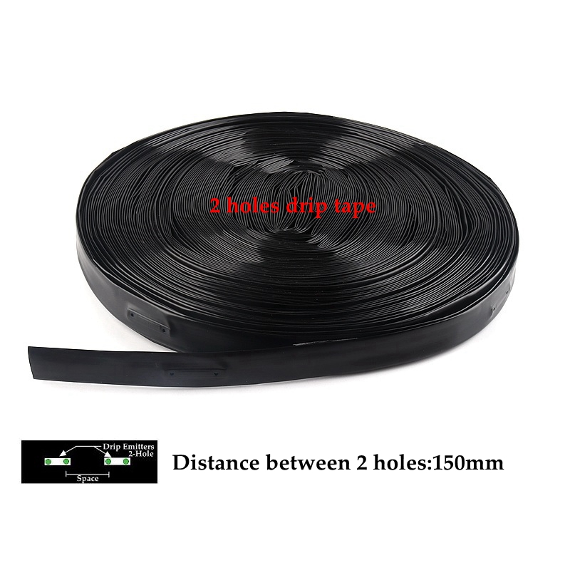 16mm 2- hål mikrobevattningssystem dropptejp utrymme 10/15/20cm underfilm blötläggning växthus gård vattenslang patch tejp slang: 50m / Utrymme 15cm