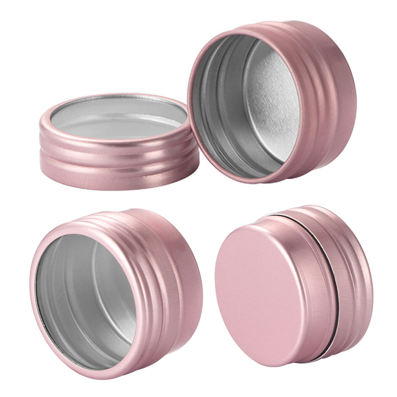 10Pcs Ronde Aluminium Tin Potten Met Venster Nail Box Thee Kaars Mini Sample Jar Lippenbalsem Tin Cosmetische Container sieraden Opslag
