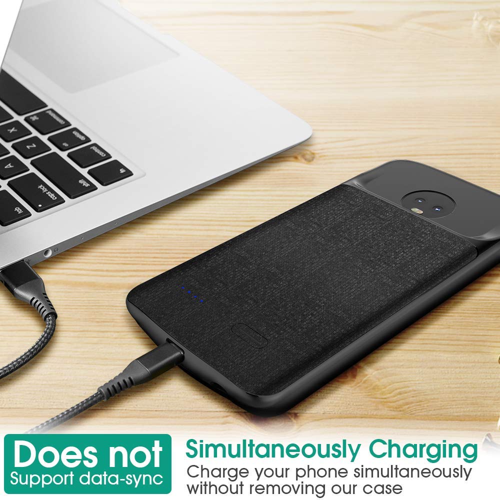 NEWDERY Portable Battery case for Moto G6 soft TPU Raised Bezels 4000mAh for Motorola G6 charger case black