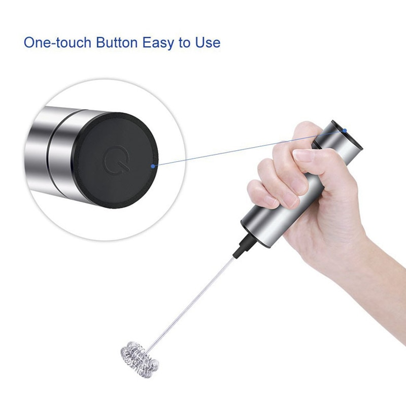 Lucog Dubbele Lente Garde Hoofd Elektrische Melkopschuimer Roestvrij Staal Handheld Melkschuimer Drink Mixer Voor Koffie Cappuccino