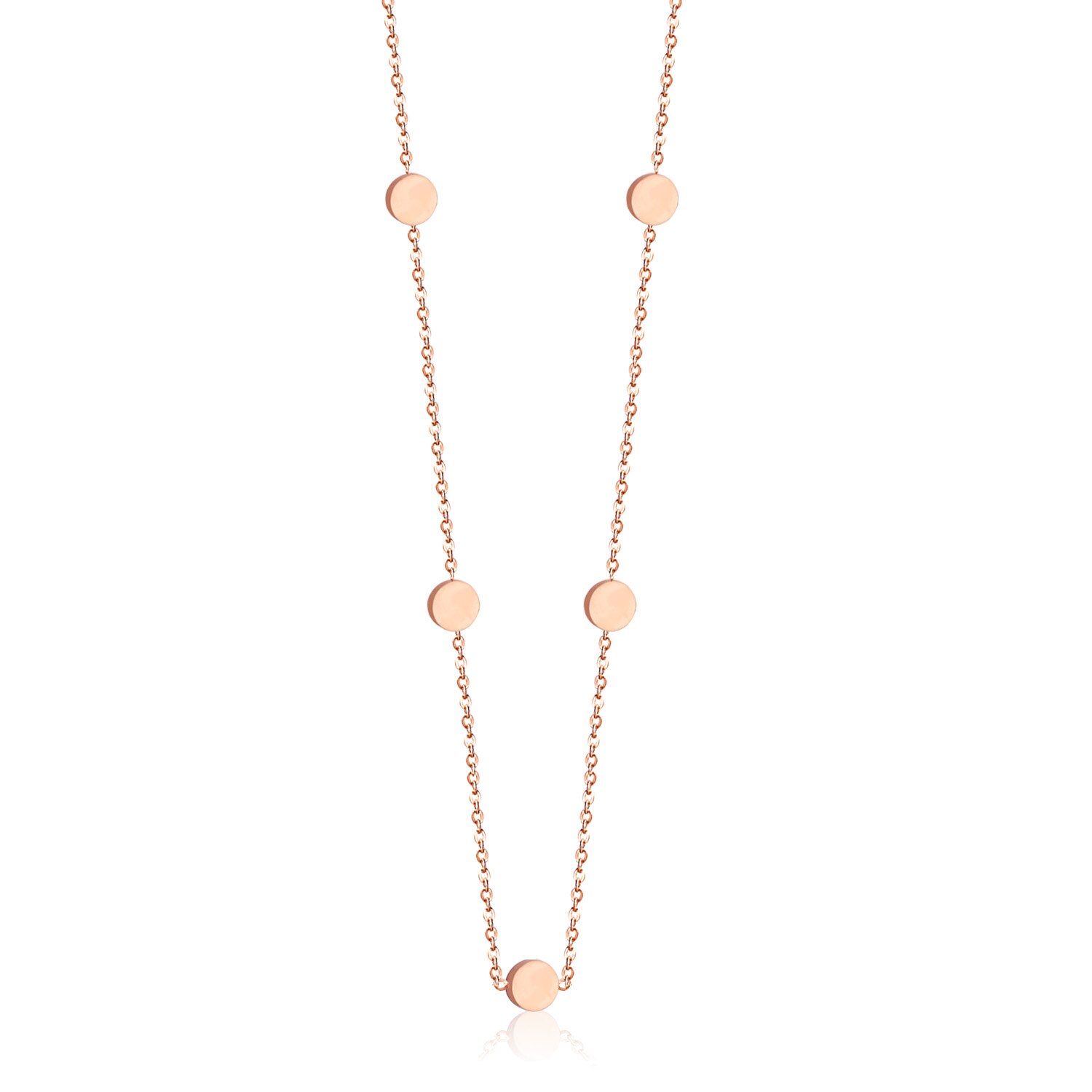 Luxo triângulo de ouro círculo estrela feminino menina colares gargantilha colares 35cm + 15cm aço inoxidável ajustável correntes colares: Circle Rose