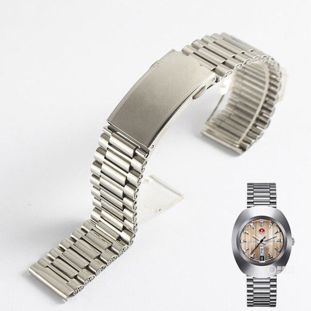 18mm rostfritt stål delar klockarmband silver metall klockarmband armbandsur tillbehör för rado: Silver-