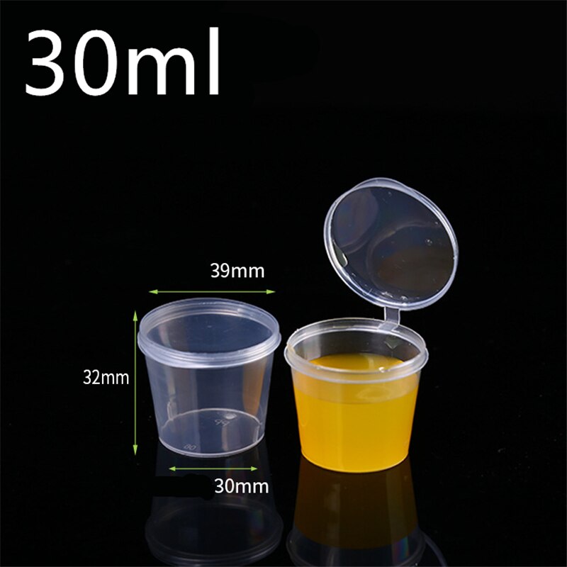 30 stks/set 30 ml 50 ml 100 ml Wegwerp Plastic Afhaalmaaltijden Saus Cup Containers Voedsel Doos met Scharnierende Deksels pigment Verf Doos Herbruikbare: Roze
