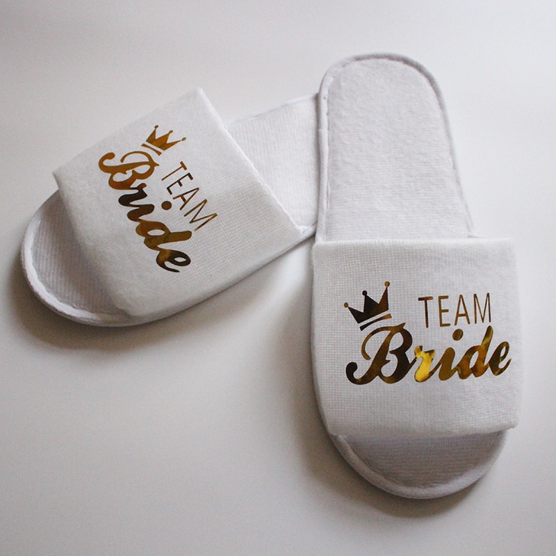 1 Pairs Team Bruid/Team Bruidegom Wegwerp Zachte Slippers Bruiloft Decoratie Bridal Show Bruidsmeisje Vrijgezellenfeest Decoratie-S