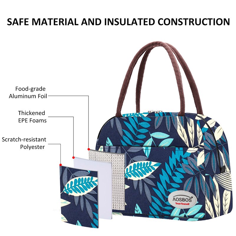 Aosbos Tragbare Kühler Mittagessen Tasche Thermische Isolierte Multifunktions Lebensmittel Taschen Lebensmittel Picknick Lunch Box Tasche für Männer Frauen Kinder
