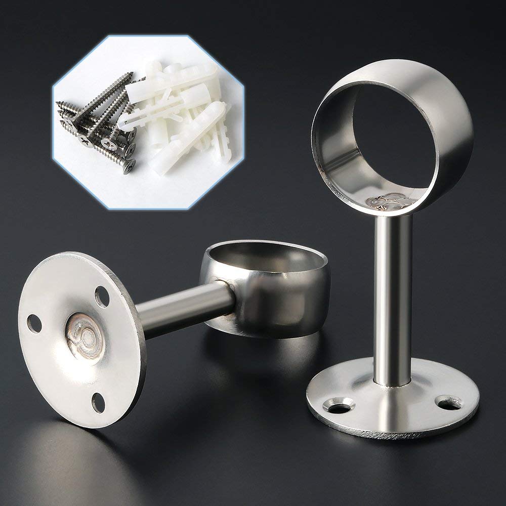 Flange bracket shower curtain rod fixing seat tube bracket stainless steel closet rod flange round tube bracket