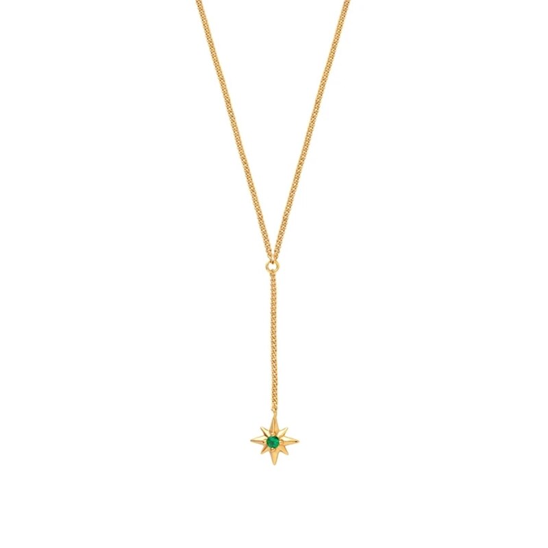 Aide 925 Sterling Zilver 18K Vergulde Hanger Ketting Koreaanse Stijl Delicate Lange Keten Zirkoon Star Charm Ketting Choker: 2