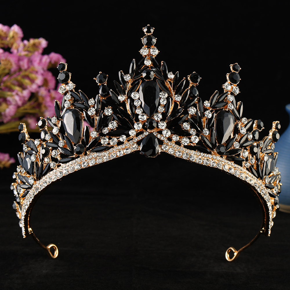 Tiara de cristal de gota de agua de Color dorado Vintage barroco para mujer, diadema, boda, niñas, de cumpleaños, corona , accesorios para el cabello: Color amarillo claro