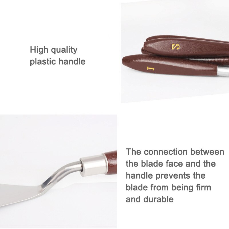 Juego de espátulas de acero inoxidable para pintura al óleo, suministros de Gouache para cuchillos, Kit de herramientas de pintura de Bellas Artes, GK99, 5 unids/set por juego