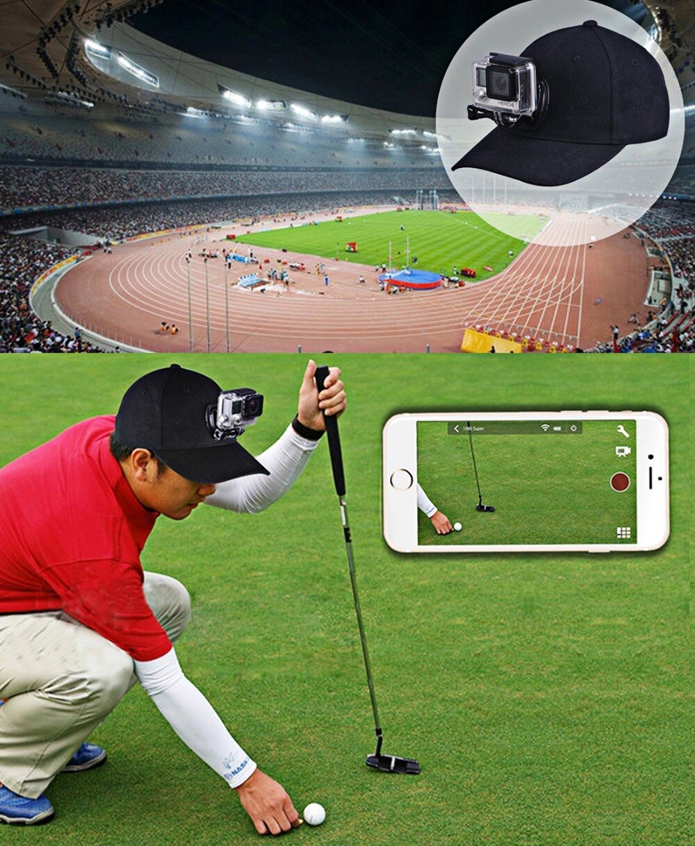 Ajustable de lona sol sombrero tapa para Gopro Hero 5 4 3 SJCAM SJ7000 SJ6000 M20 Eken H9 H9R H8 Pro Yi 4K apagado SOOCOO acción del deporte de la cámara