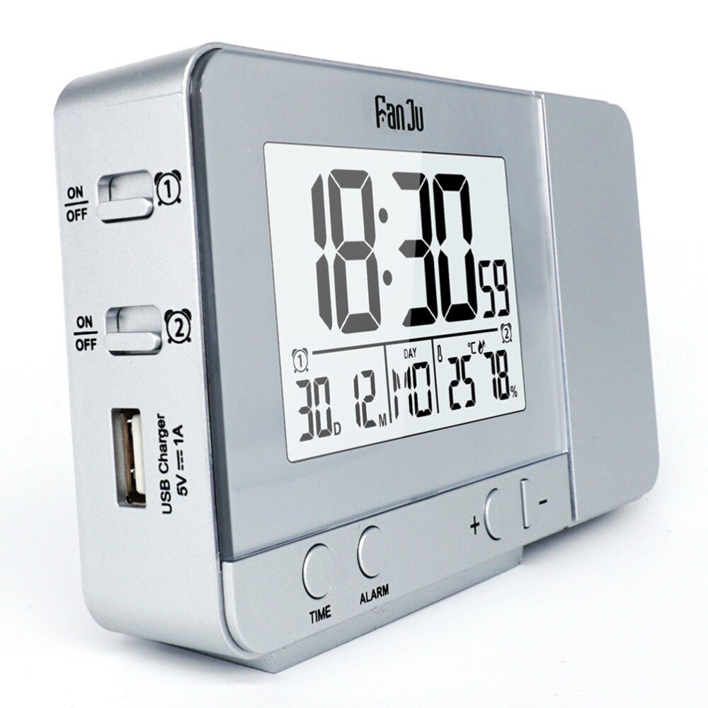 Led Clock Multi-Function Alarm Clock Temperature Display for Home Office School (Black, No Battery)