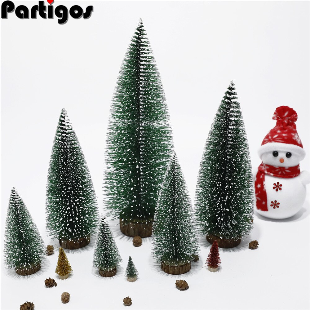 1pcs mini Christmas tree pine needle flocking stained white cedar desktop ornaments DIY shooting prop scene decoration рождество