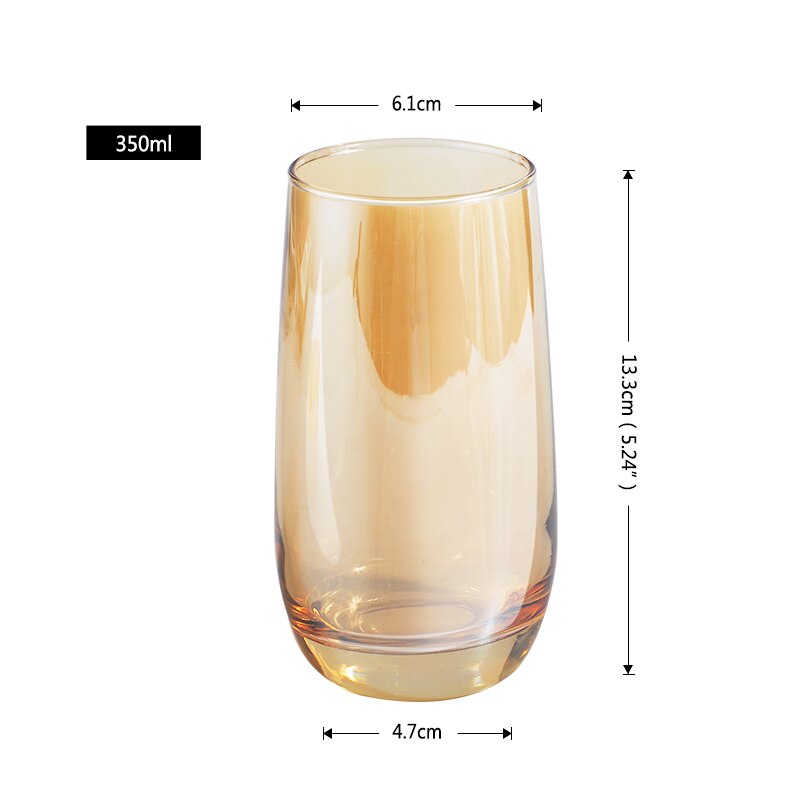 Gobelet à eau en verre, artisanal rond, plaqué or, verre à vin, grande capacité, verres à jus, whisky, Vodka, pour Bar et Restaurant: 350ML