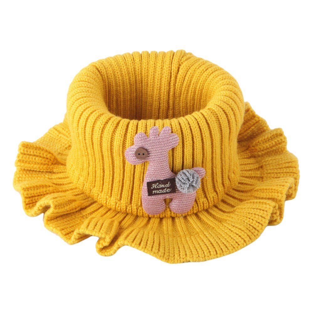 Lace Animal Print Baby Scarves Kids Boys Girls Knitted Neck Scarf Cartoon Warmer Crochet Cowl Collar Circle шарф для мальчика: Yellow