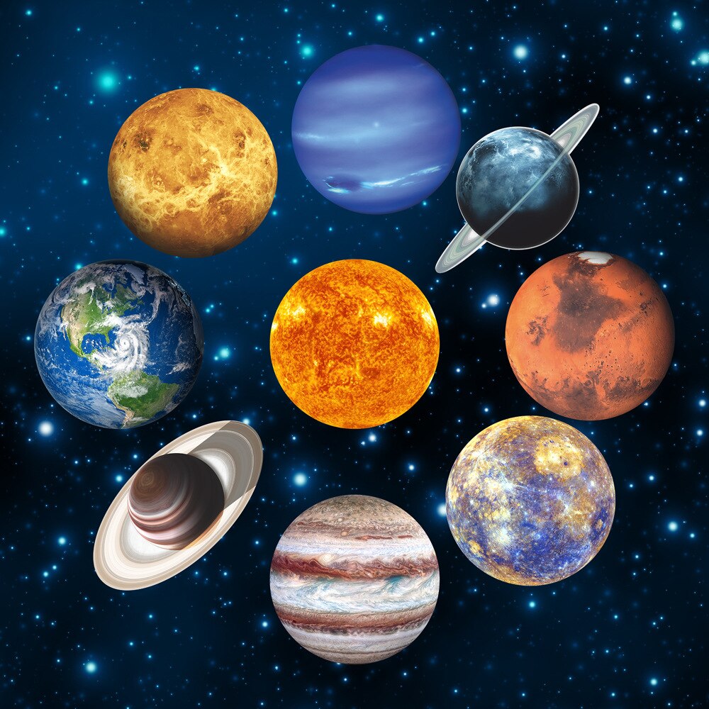 Maan Lichtgevende Muurstickers Acht Planeten Zonnestelsel Sterren Gloeiende Stickers Voor Kinderkamer Decoratie