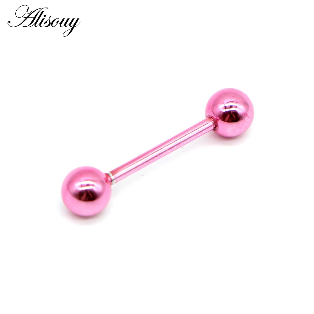 Alisouy 1 st 14g 9 Kleuren Tong Piercing Septum ear Kraakbeen nailTunnels Oordoppen labret lip Body piercing Sieraden 1.6*16*6mm: E Pink