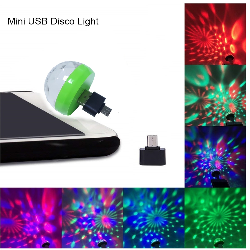 Mini Usb Disco Licht Led Lichten Draagbare Crystal Magic Ball Kleurrijke Effect Stage Lamp Voor Android Mobiel Stroboscoop
