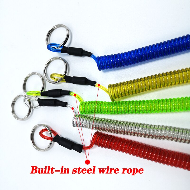 Carabiner Camping Hiking Anti-lost Rope Fish Clamp Controller Hanging Rope 6-Color Powerful Rope Keychain Rope