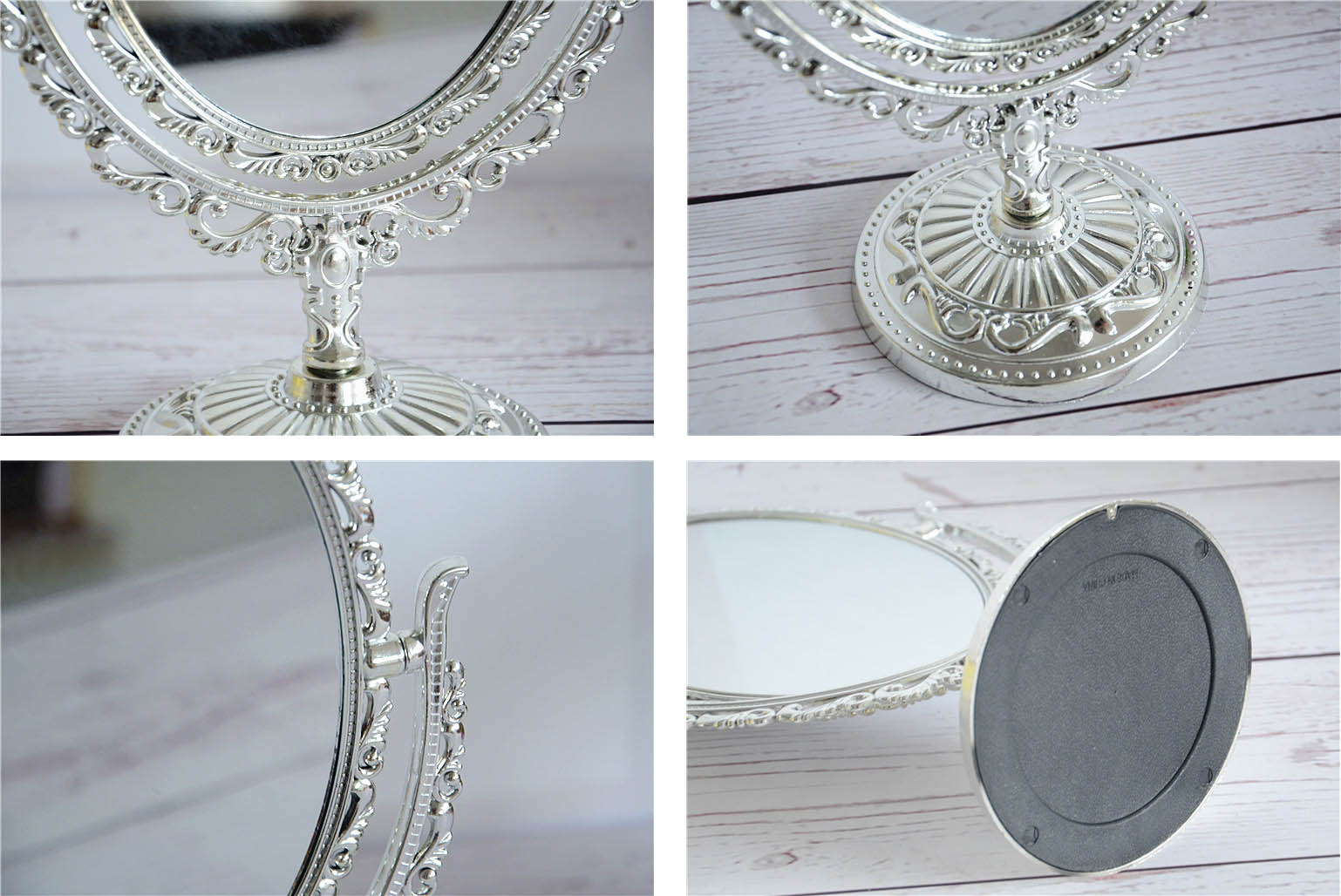 2 Color European Style Desktop Two Sided Oval Archaistic Swivel Makeup Cosmetic Mirror