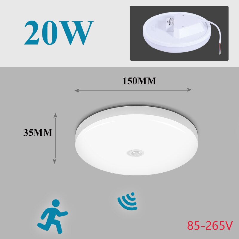 Moderne LED-deckenleuchte PIR Bewegung Sensor Decke Lampe 20W 30W 40W Clever Heimat Leben Sensor Licht flure Flur AC85-265V: 20W Sensor Lampe / warm Weiß