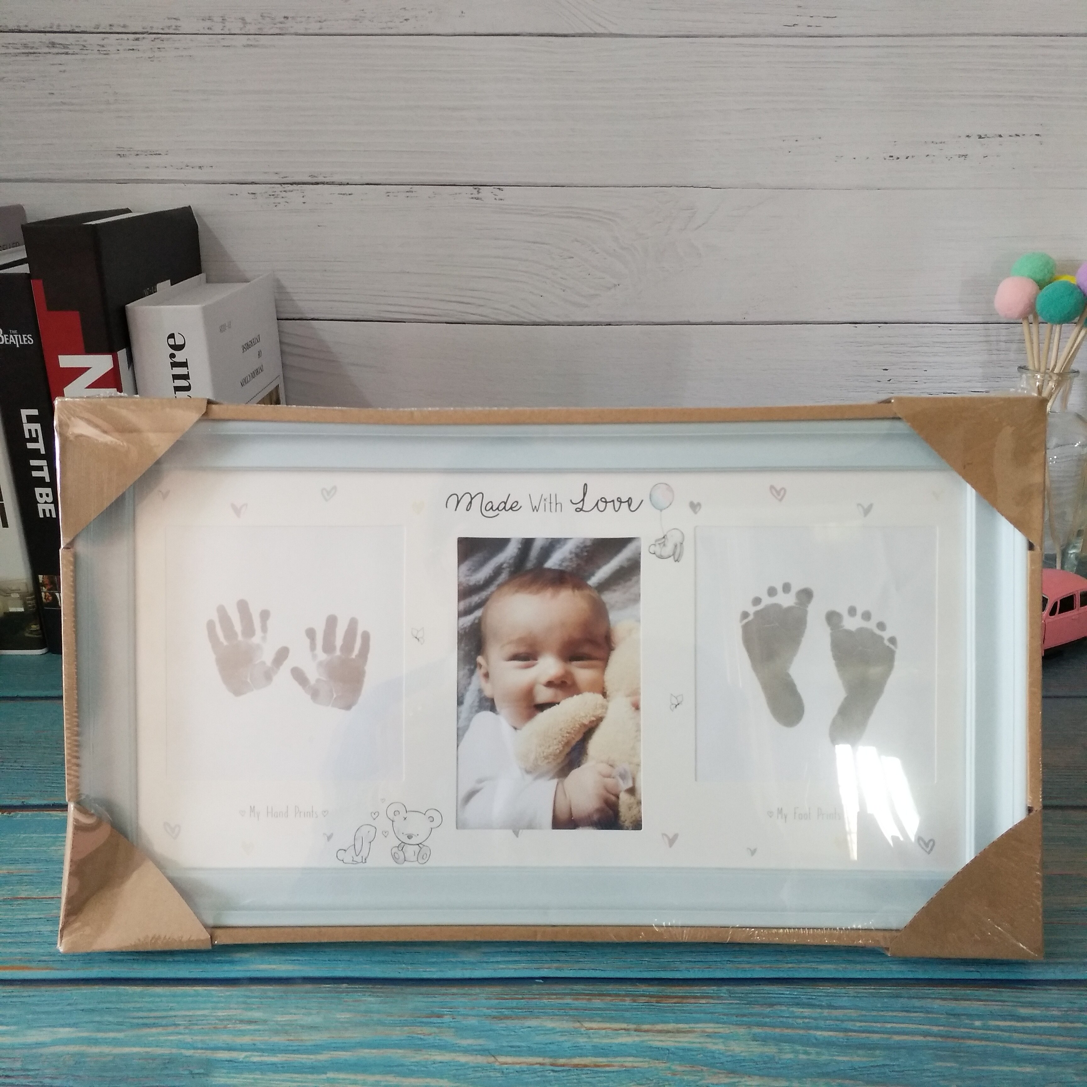 Ma Première Année Cadre Photo Bébé BRICOLAGE Handprint Empreinte 12 Mois Cadre Photo Garçon Fille Mes 1 An Artisanat D&#39;encre Enfants Cadre Photo: Type 5 Blue