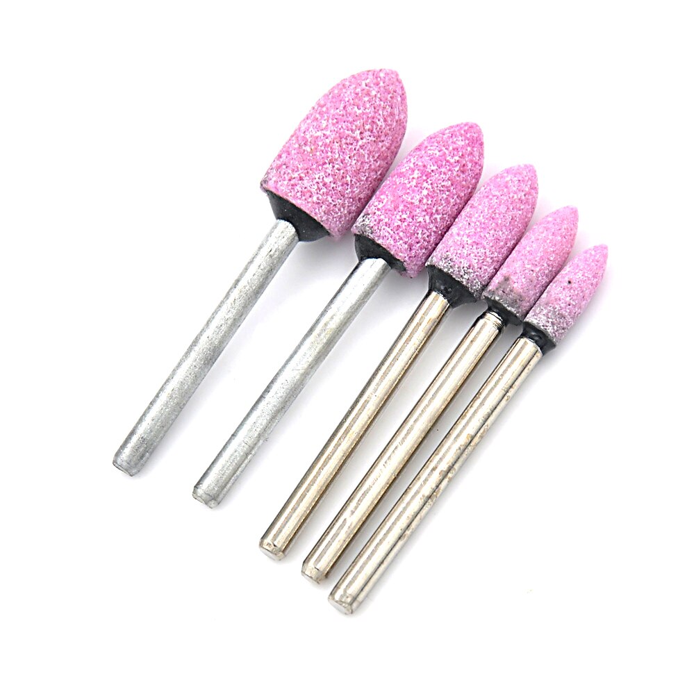 10pcs Abrasive Pink Mounted Stone Rotary Tool Grinding Wheel 1/8 Shank For Dremel
