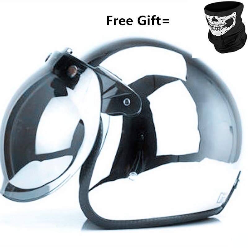 Spiegel Zilver Chrome Motorhelm Open Gezicht Moto Helm Elektrische Fiets Helm Mannen Vrouwen Zomer Scooter Motor Cehelmet: Xl