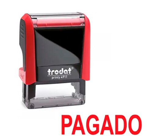 Sello PAGADO en tinta Roja