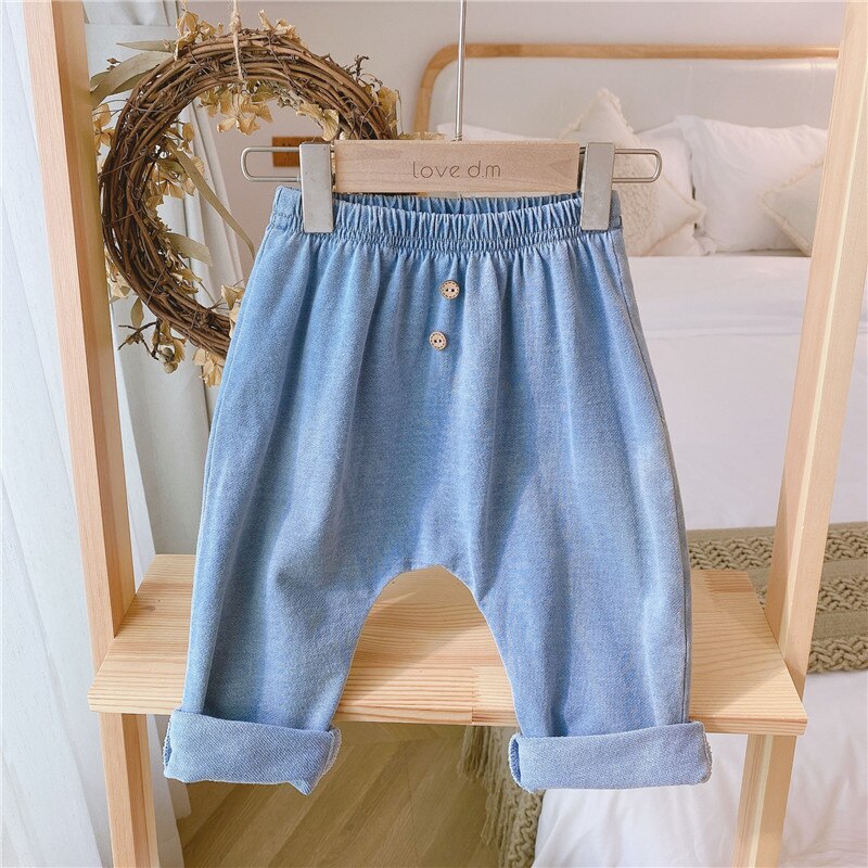 0-4 Y Infant Soft Jeans Spring Autumn Toddler Kids Oversize solid Trousers Baby Boys Girls Loose Casual Denim Pants: 4T
