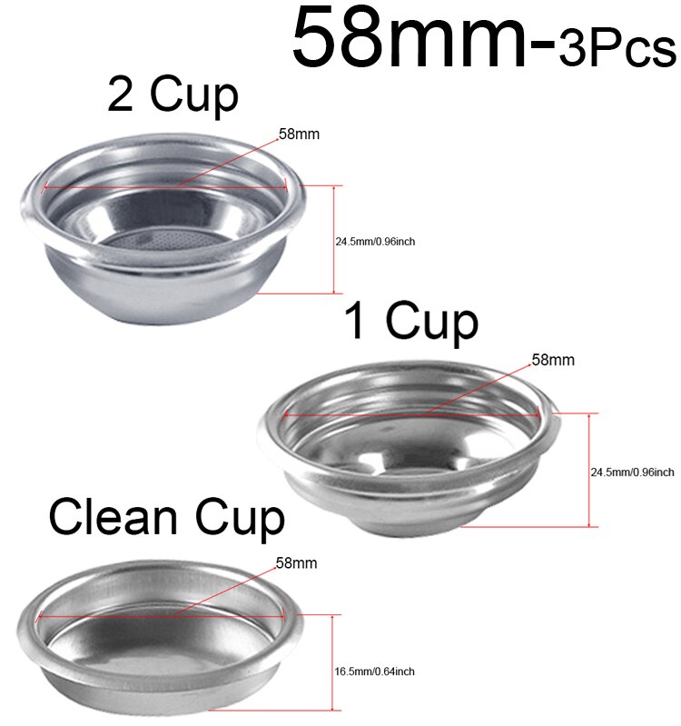 1/2/Schoon Cup Filterhouder 304 Roestvrij Staal Drukloze Koffie Filter 51Mm/58Mm Mand: 58mm 1  2  Clean Cup