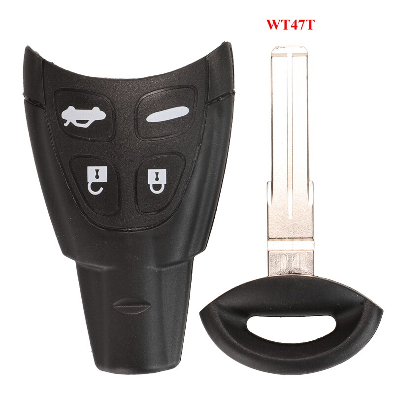 Jingyuqin Remote Car Key Case Shell For Saab 9-3 93 2003-2007 4 Button Uncut Blade Smart Card Keyless Fob Replacement: Key with WT47T Blade