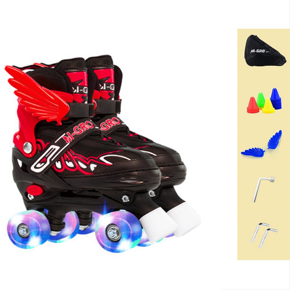 neue Kinder Einstellbare Skates Rollschuhe Jungen Mädchen kinder Rollschuhe Schuhe Flash 4-Räder Außen Sport skates: red flash wheel / l