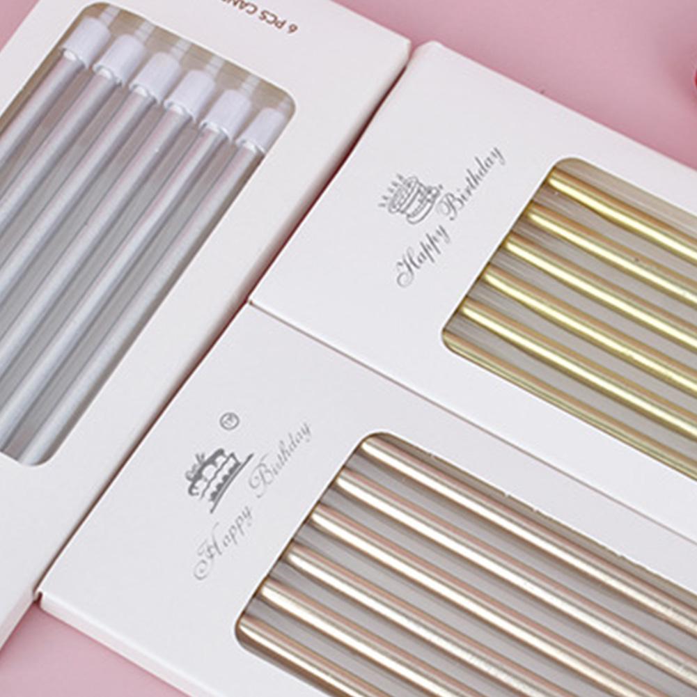 6Pcs Metal Chrome Goud Zilver Verjaardag Kaarsen Diy Kleurrijke Taart Decoraswedding Baby Shower Benodigdheden Metallic Kleur Cake Topper