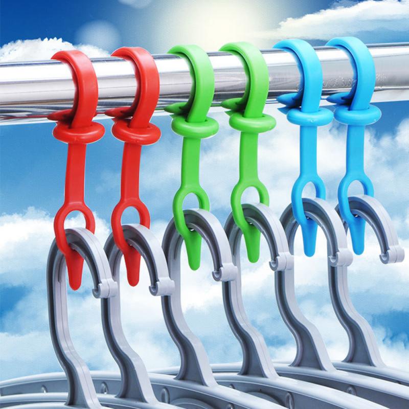 10PCS Plastic Hangers Clothes Organizer Clothesline Windproof Anti-skid Hanger Hooks Fixed Clothes Rail Clothes Hanger Lock