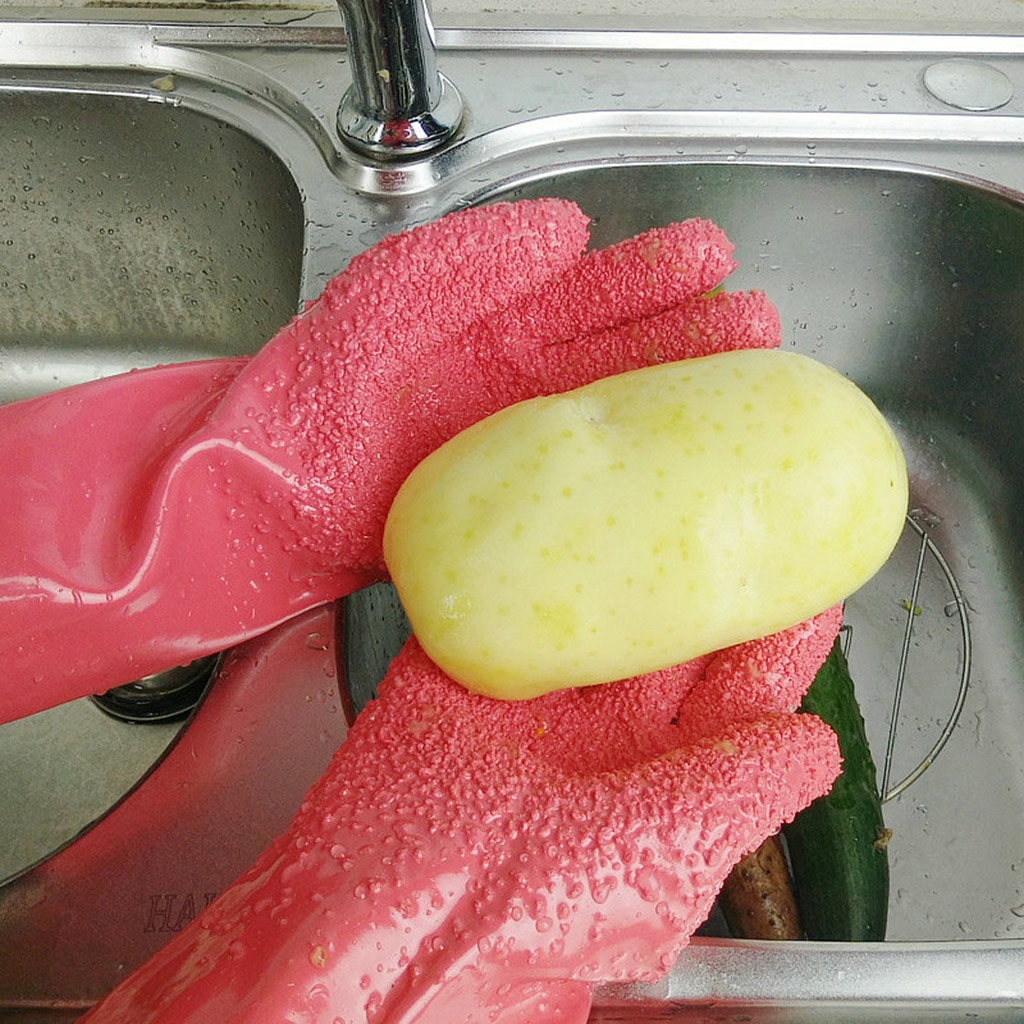 1 Paar Pink Latex 27Cm Anti-Slip Peeling Aardappel Handschoenen Peel Groente Vis Schaal Handschoenen Non-slip Keuken Cleaning Tools Glov