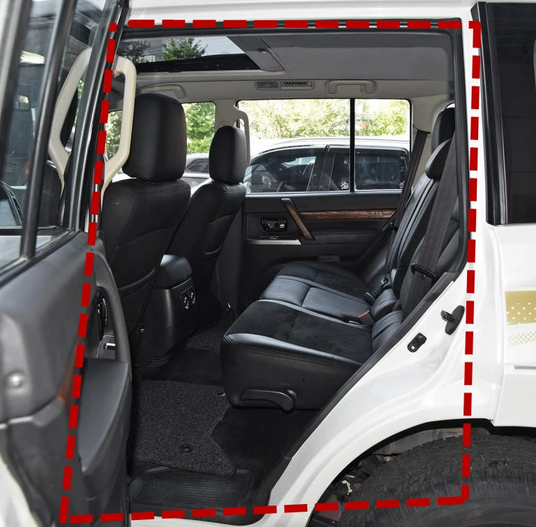 1 Stück schwarze Gummidichtung nur für Pajero 5 Türen V70 5725A113 Pfostenleiste für Montero V90 WeatherStrip Öffnung innen für Shogun: verrotten