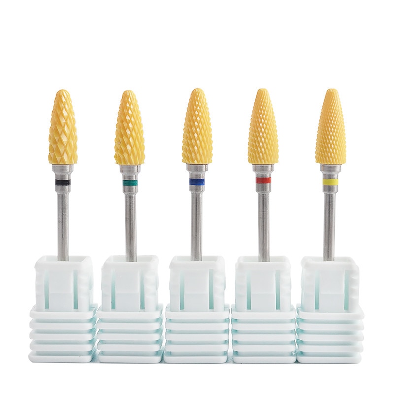 Keramische Nail Boor Accessoires Geel Keramiek Schuren Cap Voor Nails Art Brocas De Unha Manicure Manicure Gereedschap
