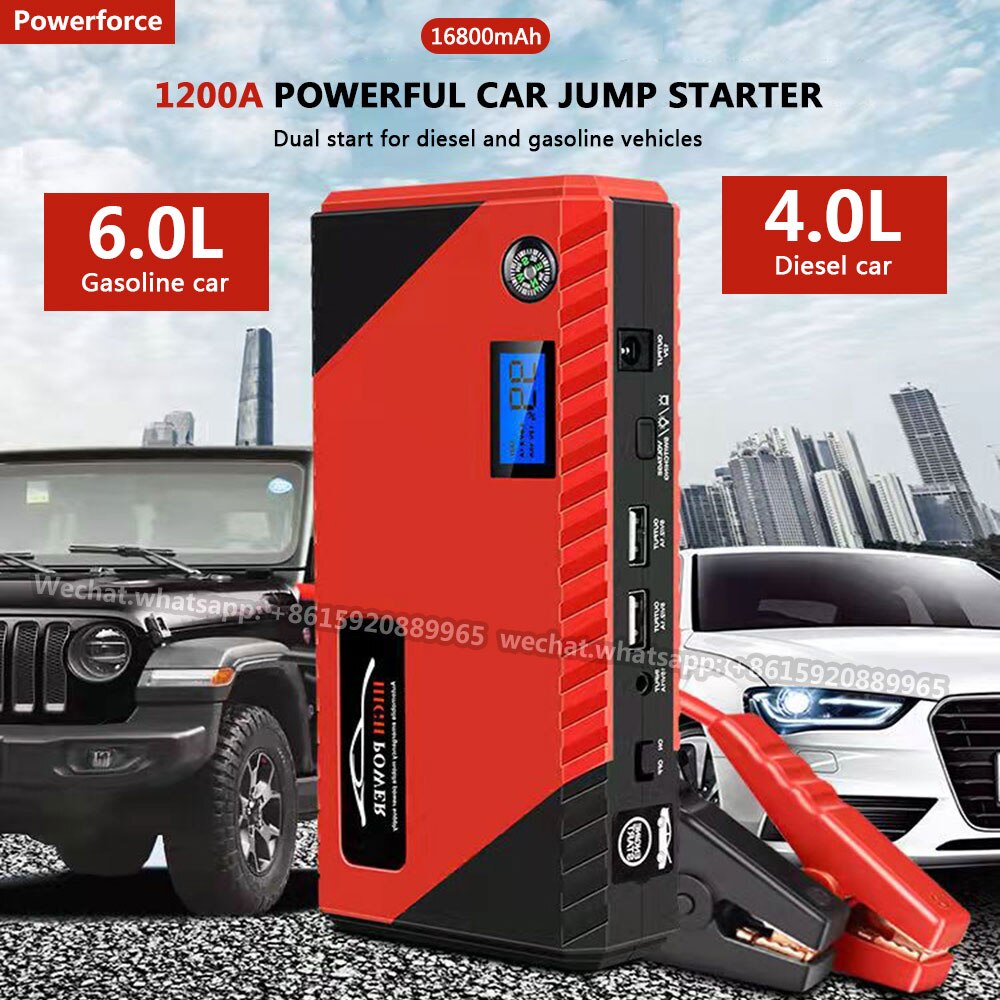 1200a-fach starthilfe-powerbank für autos , 12v- fach starthilfe-booster-akku für autos , 16800 mah