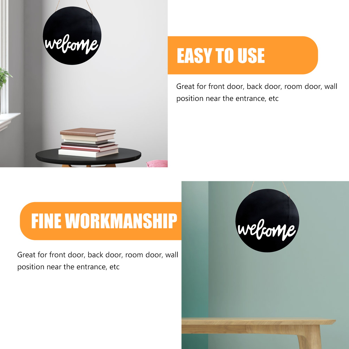 2pcs Welcome Door Sign Wooden Door Hanging Ornament Welcome Door Hanging Plaques