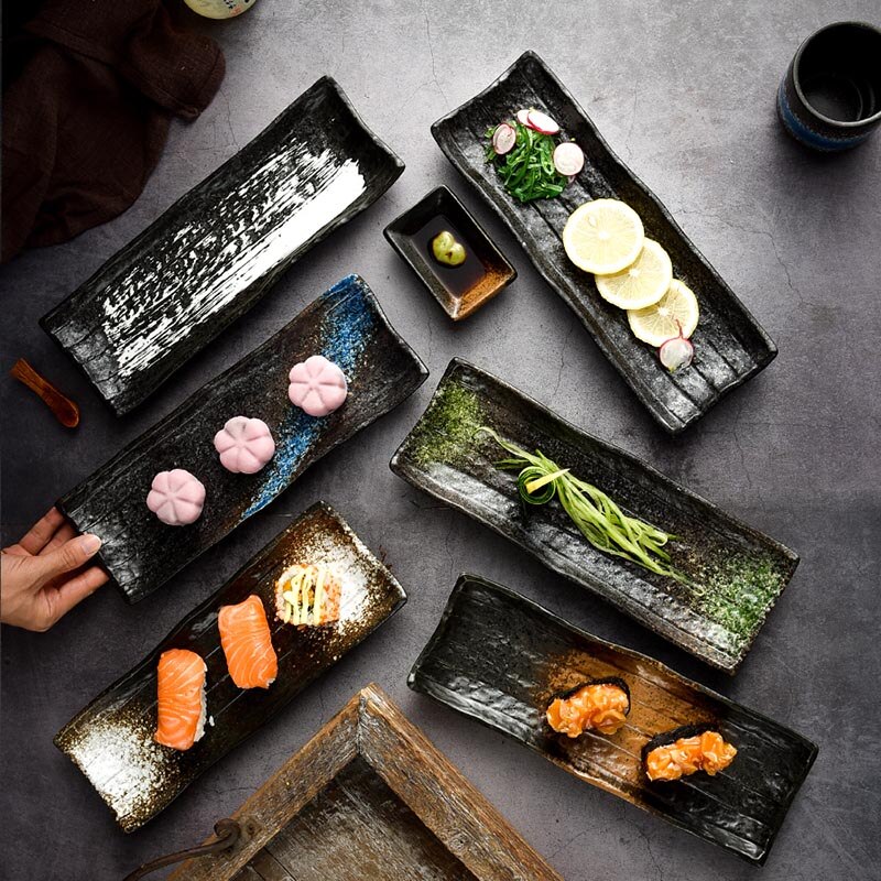11 Inch Japanse Keuken Servies Rechthoekige Keramische Sushi Plaat Creatieve Fruit Cake Platen Restaurant Snack Lade Dessert