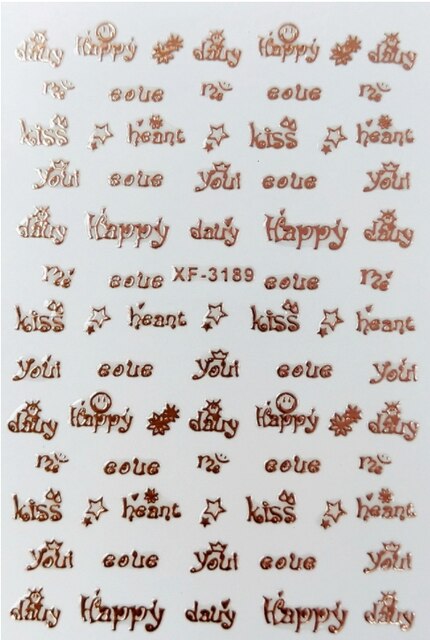 5 teile/paket Sterne mond linien liebe knapp Nagel Aufkleber Entwürfe Gummierte 5D Nagel Kunst Aufkleber Decals Makep Kunst Dekorationen: XF3189   5Stck