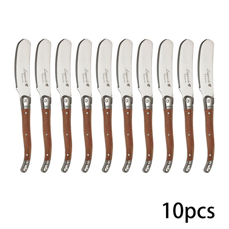 Laguiole stil rustfrit stål ost smør kniv sæt træskaft smør spredere skærer 6.25 '' julebestik køkkenredskaber: 10 stk