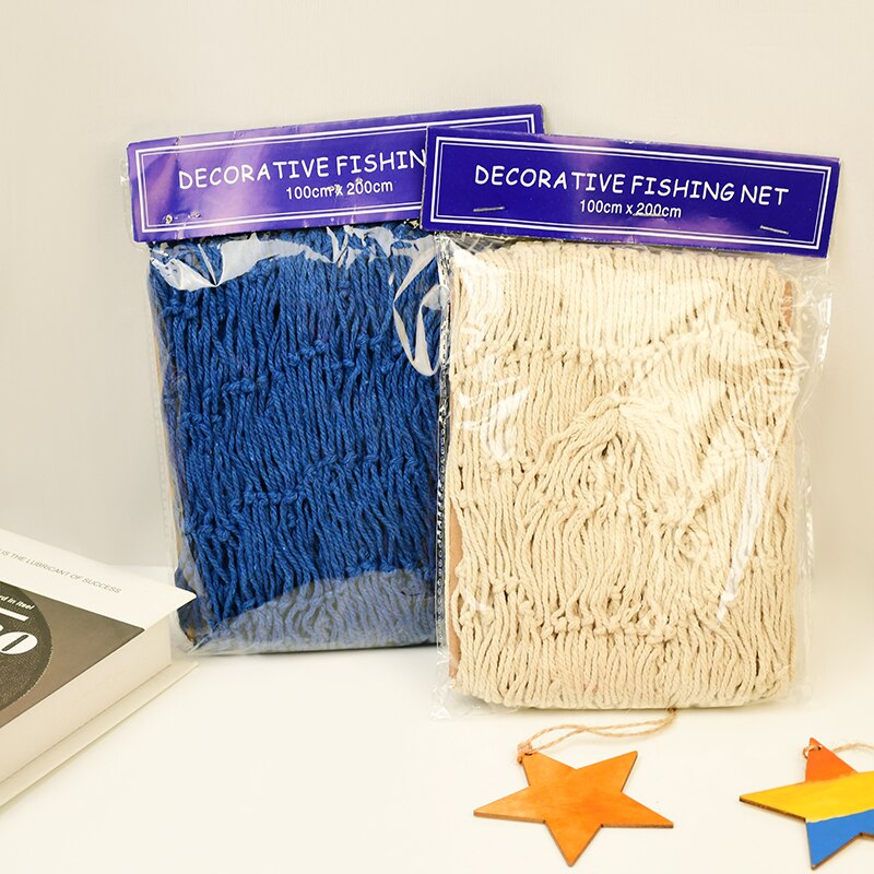 100*200cm Big Blue Fishing Net Kids Favor Nautical Ocean Theme Birthday Party Supplies DIY Summer Home Room Hanging Wall Decor