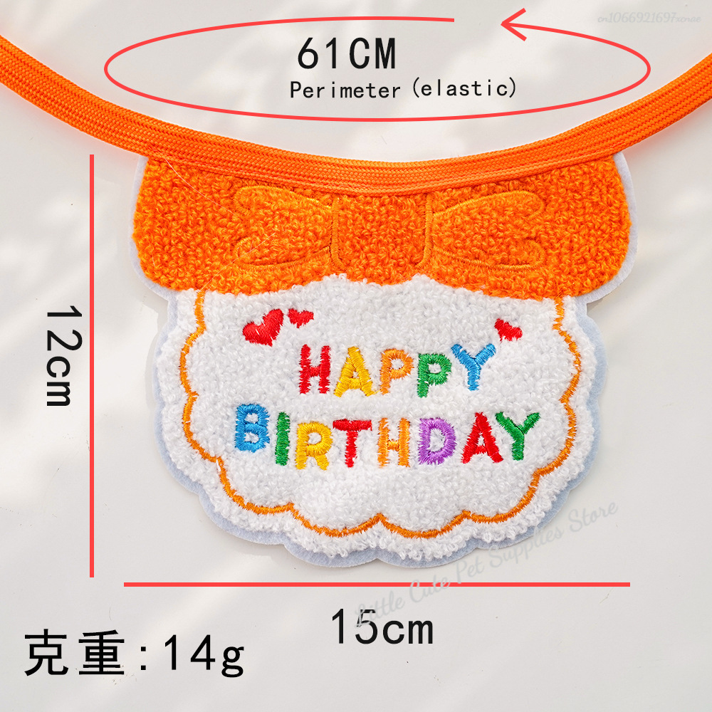 Chapéu de aniversário de gato e babador com bandana ajustável, Roupa doce do aniversário do animal de estimação, Cachecol de gatos
