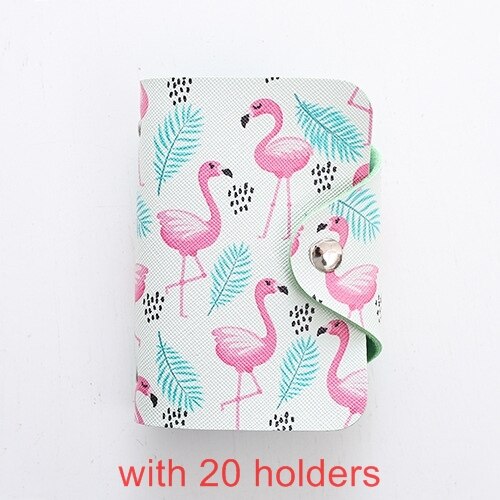 Tarjetero de cuero PU con 24 portatarjetas para hombre de negocios y mujer, tarjetero para pasaporte de crédito, tarjetero F065: bird card holder